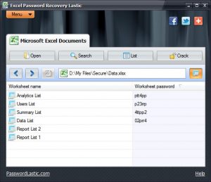 excel password recovery lastic